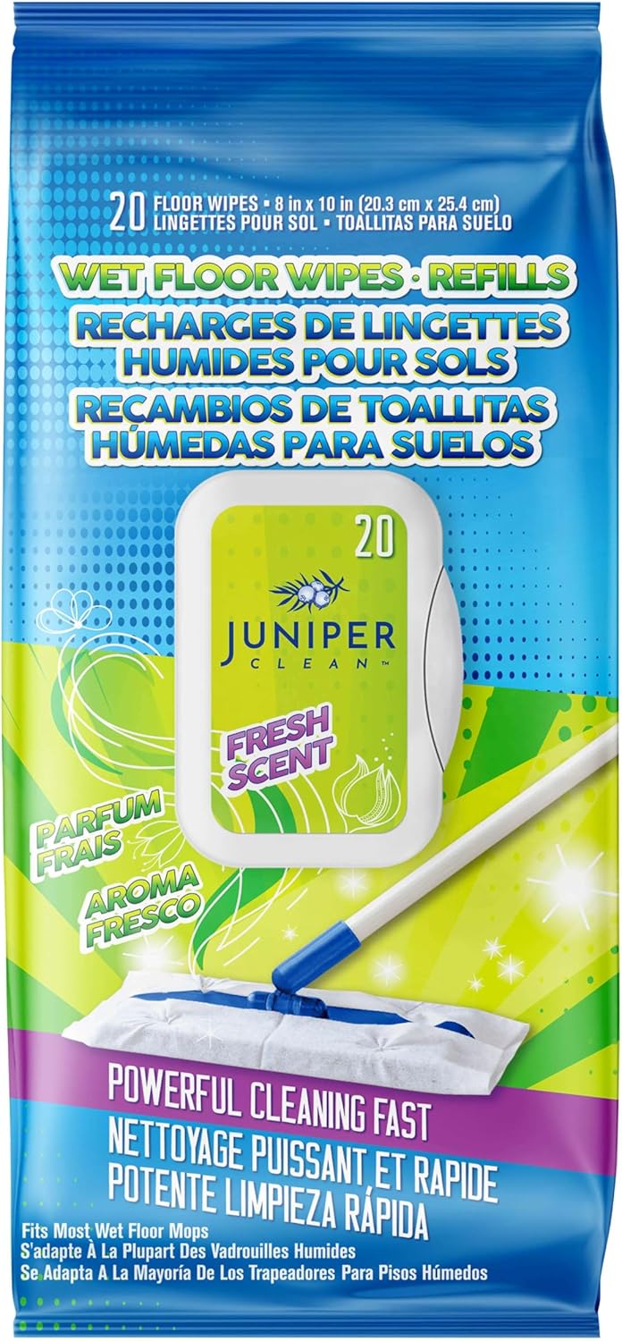 Wet Floor Wipes, Multi Surface Floor Cleaner Wet Mop Pads Fit Swiffer Sweeper Mop, Fresh Scent & Plant-Based Textured Cloth Trap Absorb Dirt, 20 Count (Pack of 1)