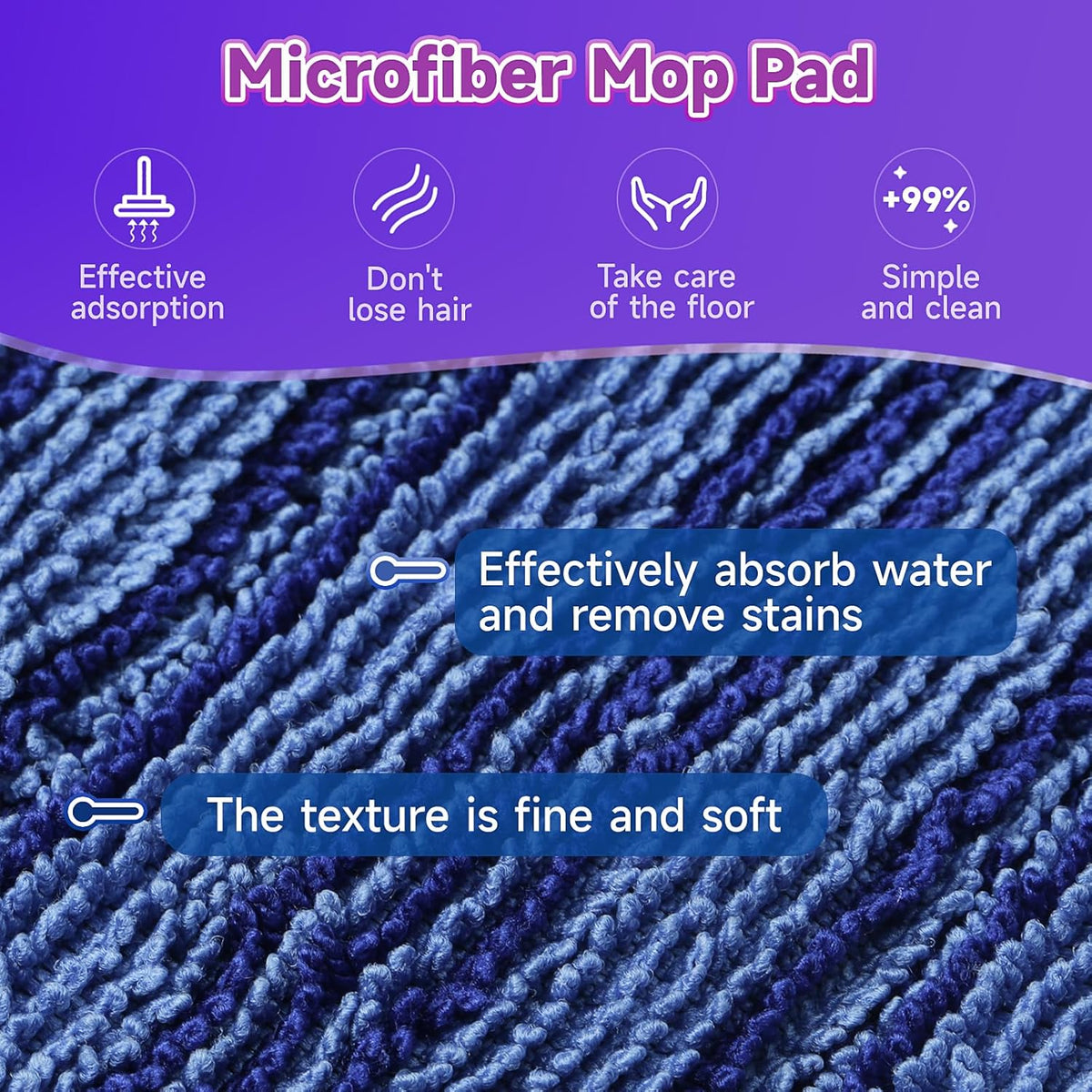 8 Pack Reusable Mop Pads Compatible for Swiffer PowerMop,Microfiber Mop Replacements Pads for 13''-15'' Spray Mop, Machine Washable Power Mop Pads for Swiffer,Dry Wet Spray Floor Pads, Blue