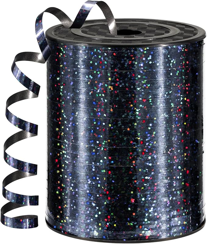 600 Yards Black Curling Ribbon 1/5 Inch Black Shiny Balloon String, Thin Curly Ribbon for Gift Wrapping, Art Crafts, Wedding Party, Florists, Christmas