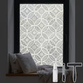 DKTIE Bohemian Decor Stained Glass Window Film with Installation Tools, Two-Way Window Privacy Film, Reduce Glare, Pure White, 17.7 x 118.1 Inch