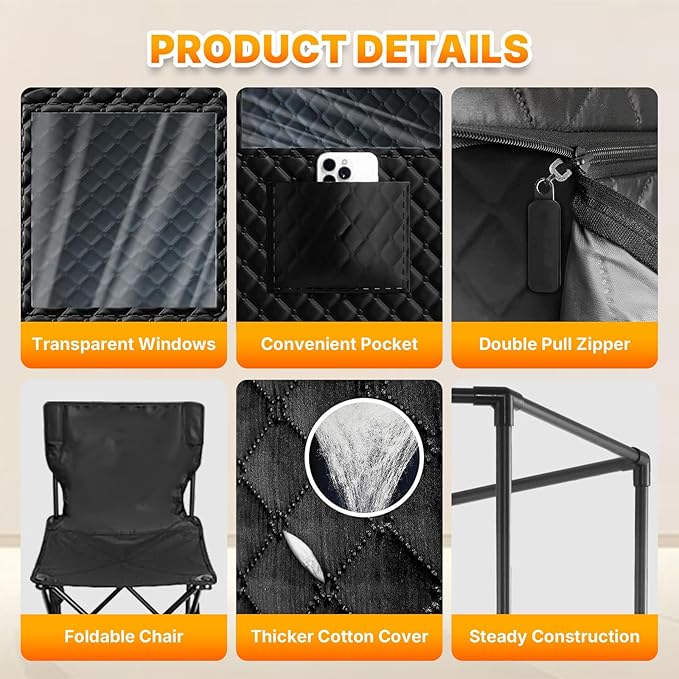 Portable Red Light Sauna Box for Home Use,3L 1200W Steam Generator, XL Foldable Sauna Tent with Chair & Mat,Full Body Detox, Recovery & Relaxation Spa