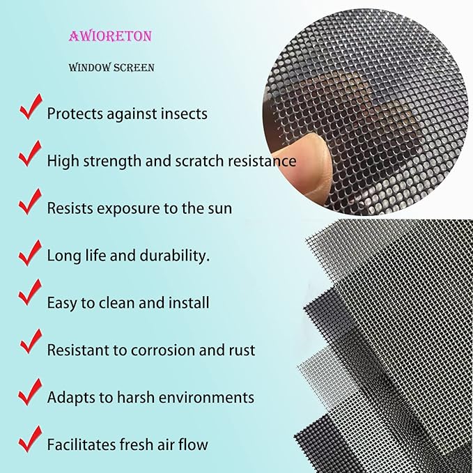 304 Stainless Steel Mesh Screen, 14 Mesh 304 Stainless Steel Security Screen, PVC Coated Heavy Duty 47inch x 118 inch Wire Mesh Window Screen Hardware Cloth Sturdy Metal Mesh Door Security Screen Mesh