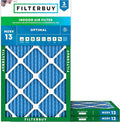 Filterbuy 16x36x1 Air Filter MERV 13 Optimal Smoke & Allergy Defense (3-Pack), Electrostatic Pleated HVAC AC Furnace Filters Replacement, Made in USA (Actual Size: 15.75 x 35.75 x 0.75)