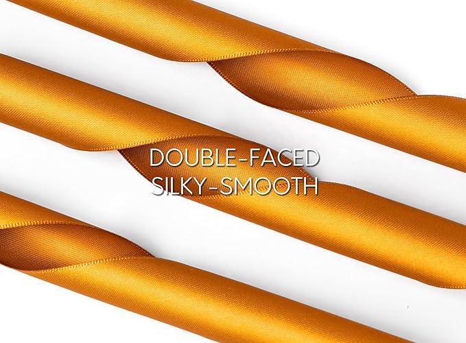 Copper Satin Ribbon 1-1/2 Inch x 50 Yards Double-Faced Polyester Ribbons for Bows Crafts Gift Wrapping Christmas Flower Bouquet Fall Wedding