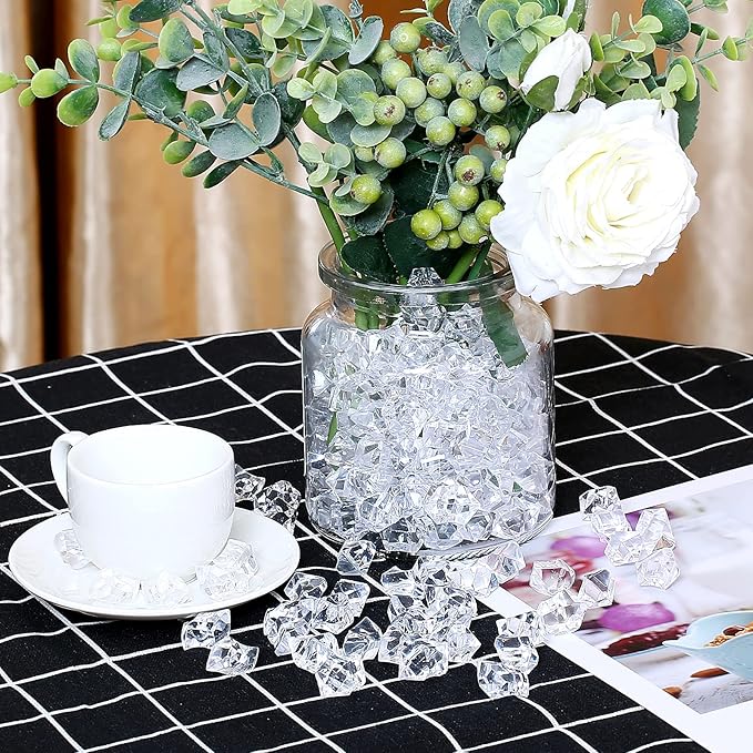 TeeLiy 150 PCS Acrylic Light Blue Crushed Ice Rock Crystals Treasure Gem Plastic Fake Ice for Vase Fillers Decoration, Table Scatters, Event, Wedding, Arts & Crafts, Birthday Decoration