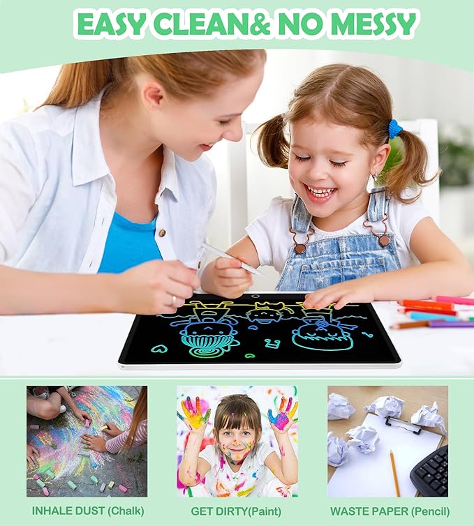 LCD Writing Tablet Doodle Board, 16inch Colorful Drawing Tablet Writing Pad, Kids Travel Essentials, Toddler Toys for 3 4 5 6 7 8 Year Old Girls Boys- Christmas and Birthday Gifts