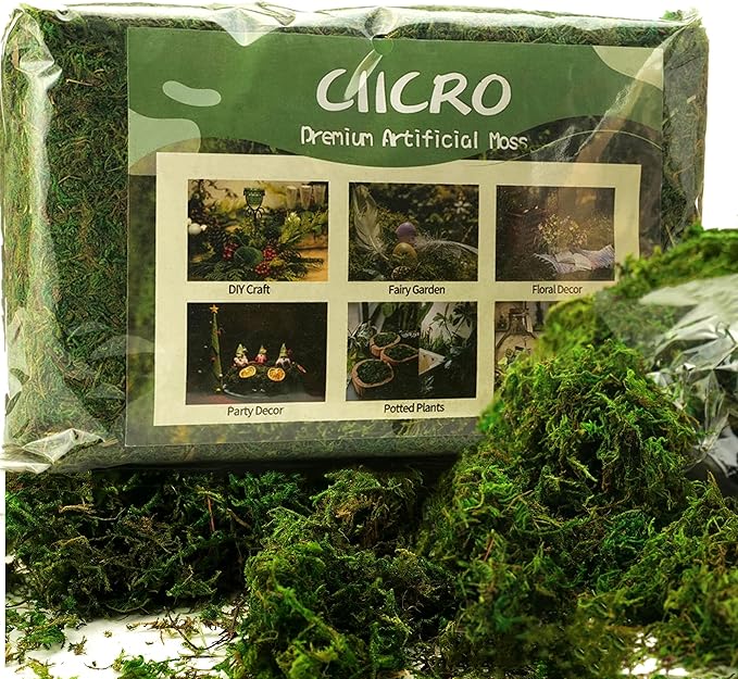 Moss for Plants Indoor, 16OZ Fresh Green Artificial Moss for DIY Crafts, Table Centerpieces- Faux Grass for Hamsters Micro-Landscape Terrariums Centerpieces Decor (Fresh Green)