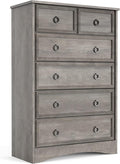 LGHM Modern 6 Drawer Dresser, Dressers for Bedroom, 44.33" Tall Chest of Drawers Closet Organizers & Storage Clothes - Easy Pull Handle, Textured Borders Living Room, Hallway, Gray