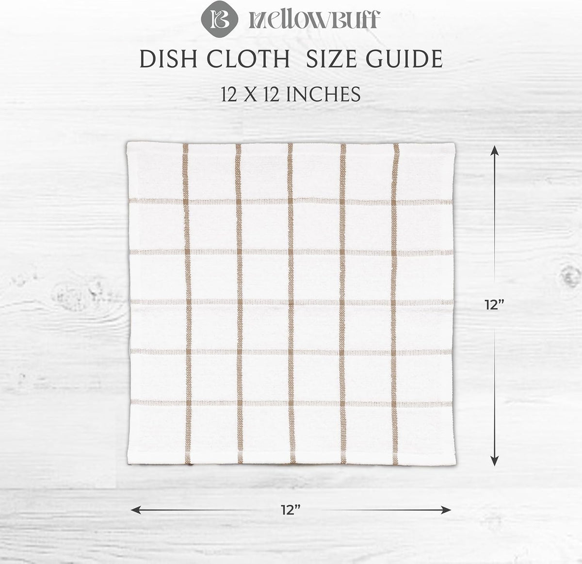 100% Cotton Terry Dish Cloth & Dish Towel, 6 Pack, Super Soft and Absorbent Kitchen Towels, Perfect for Kitchen Cleaning and Dish Washing (TAN (Solid and Checks) 8 Pack)