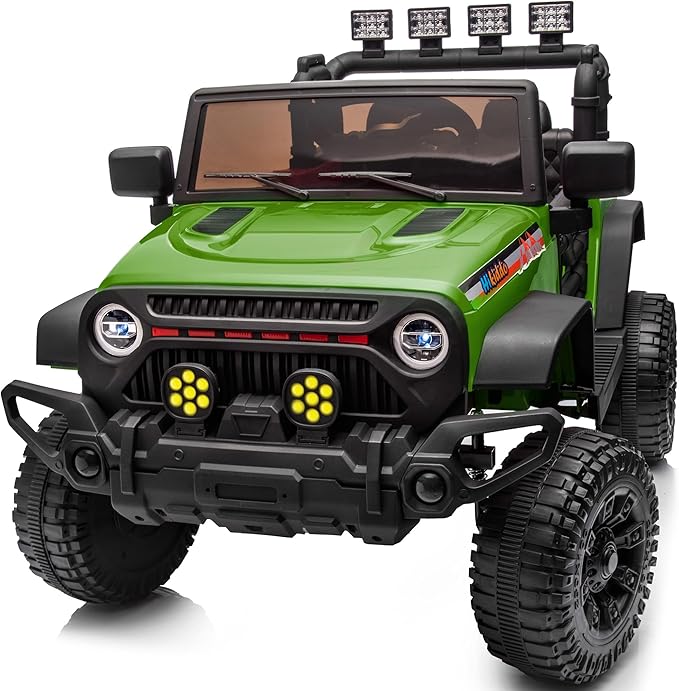 4WD Kids Ride on Car Truck, 12V 7Ah Kids Electric Vehicles Car Ride on Toy w/Remote Control - Army Green
