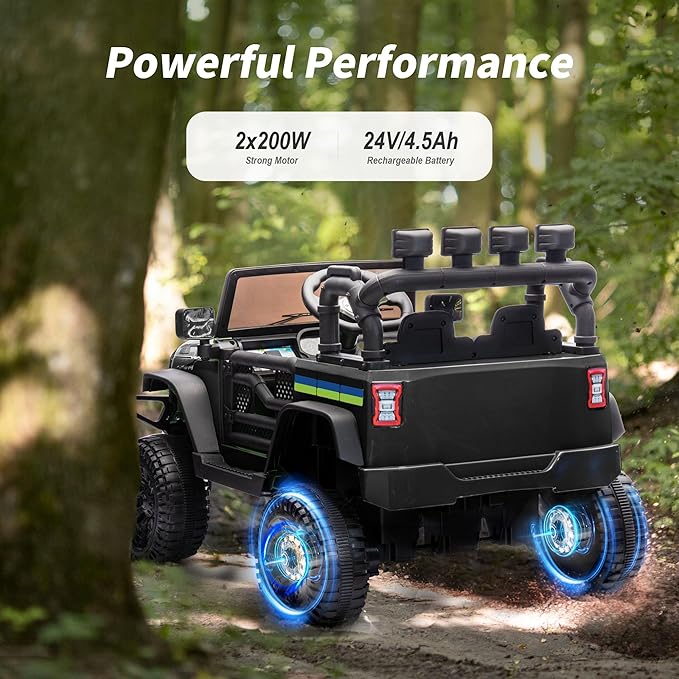 24V Kids Ride on Car, Kids Electric Vehicles Car Ride on Toy Truck for Toddlers w/Remote Control, 400W Motor - Black