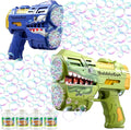 2 Pack Bubble Guns with 4 Bottles Refill Solution, LED Light Up Rechargeable Bubbles Machine Blower for Kids Toddlers 4-8, Outdoor Toys Gifts, Wedding Easter Party