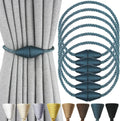 6 Pack Magnetic Curtain Tiebacks Rope Modern Handmade Curtain Tie Backs Decorative Drapes Weave Holdbacks for Window Décor, Blue