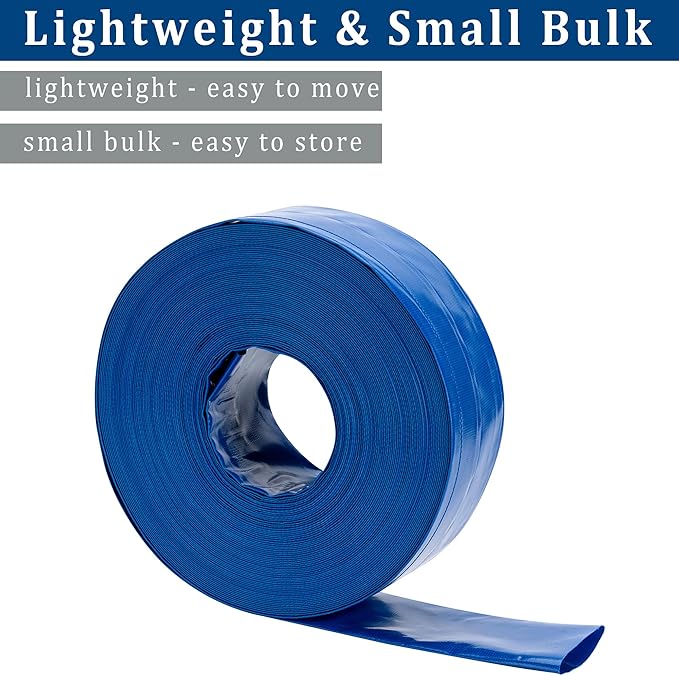 2-1/2 in x 25 ft Pool Backwash Hose Heavy Duty Drain Discharge Double PVC Lay flat General Purpose Vinyl Hose, Burst Resistant for Water Transfer Sump Pump Pool Filter (2.5in 25ft fiber reinforced)