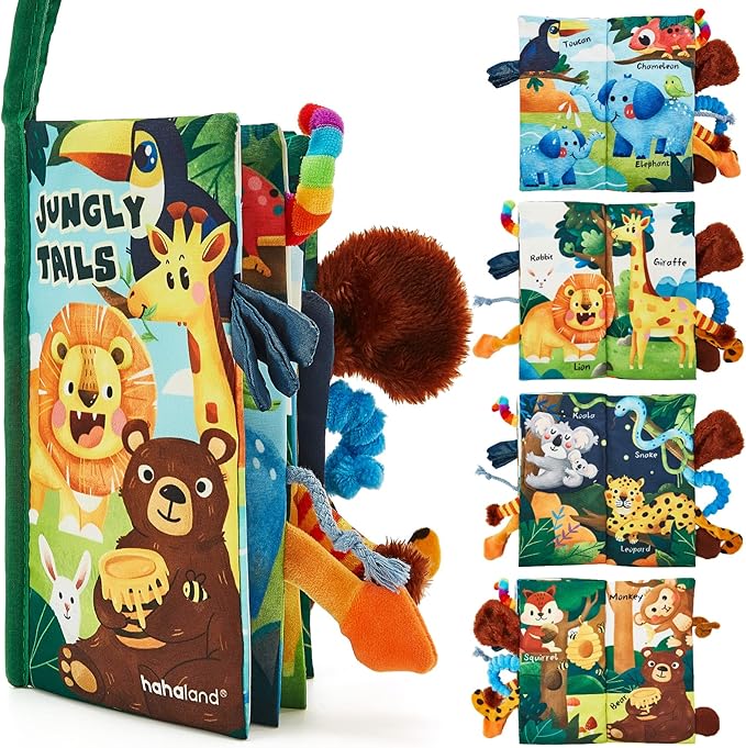 hahaland Baby Books 0-6 Months, Infant Tummy Time Toy High Contrast Sensory Toys 6 to 12 Months Touch Feel Book Babies Travel Toy Gifts for Boy Girl 0-3 Month Baby Shower Birthday Gifts (Single Book)