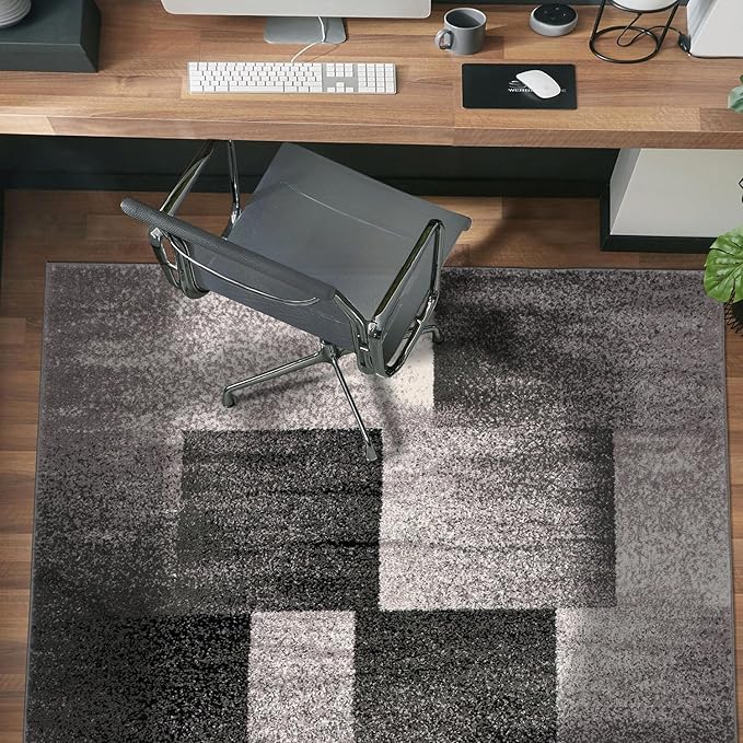 Rugshop Modern Distressed Boxes Area Rug 3' 3" x 5' Gray