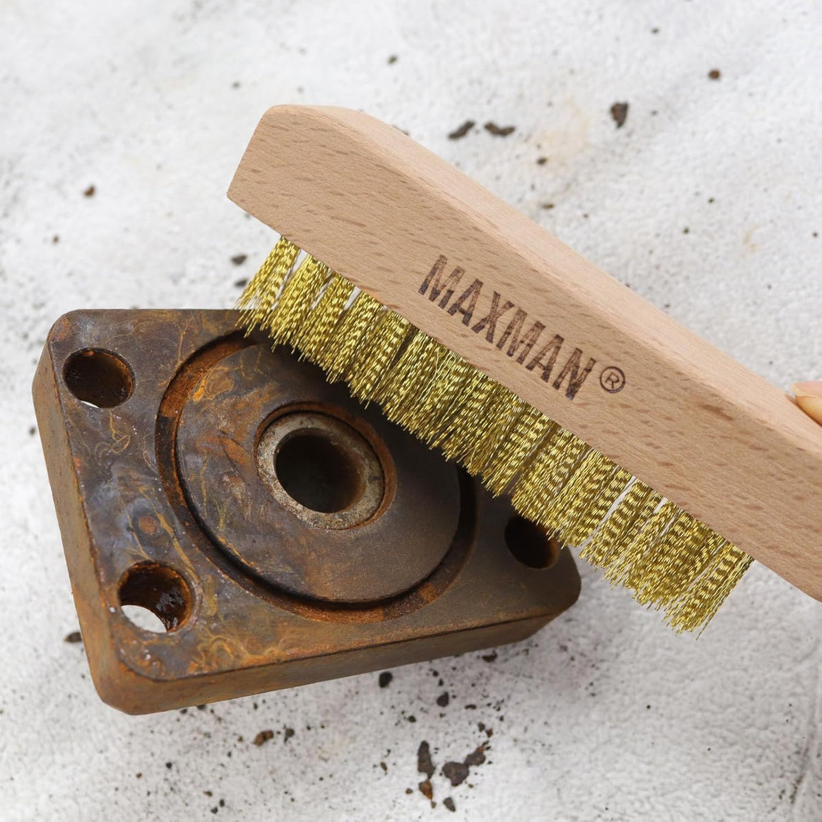 MAXMAN Brass Brush, Soft Brass Bristle Brush, Wire Brushes for Cleaning Metal Rust, Welds with 10" Beechwood Handle, 2 Pcs