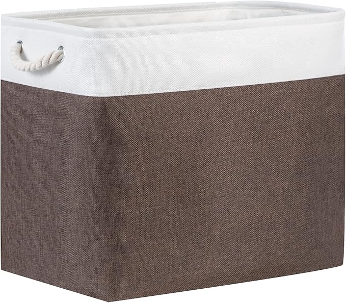 Bidtakay Baskets for Organizing Set of 2 Extra Large Fabric Storage Bins 17x12x15 in Collapsible Laundry Baskets Blanket Basket with Soft Handles Rustic Decorative Stair Basket Dog Toy Bins
