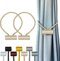 Hion Magnetic Curtain Tiebacks Beige 2pcs, Curtain Tiebacks Buckles Holdbacks Holders Hooks Clip for Home Bedroom Office Decorative Curtain