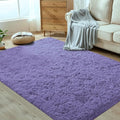 4x6 Area Rug for Living Room: Fluffy Shag Soft Washable Rugs Fuzzy Plush Indoor Carpet for Bedroom Nursery Playroom Dorm Kids Girls Boys Room (Purple, 4'x6')