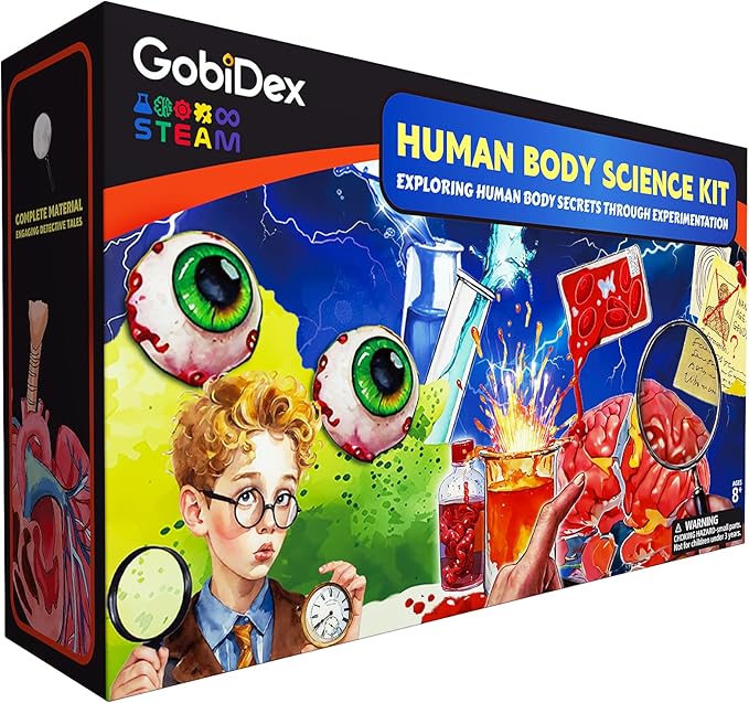 GobiDex Gross Science Experiments - Brain Dissection, Snot Making & Glowing Heart, Human Anatomy Science Kit for Kids, Educational STEM Toys, Birthday Gifts for Boys & Girls Ages 8-12
