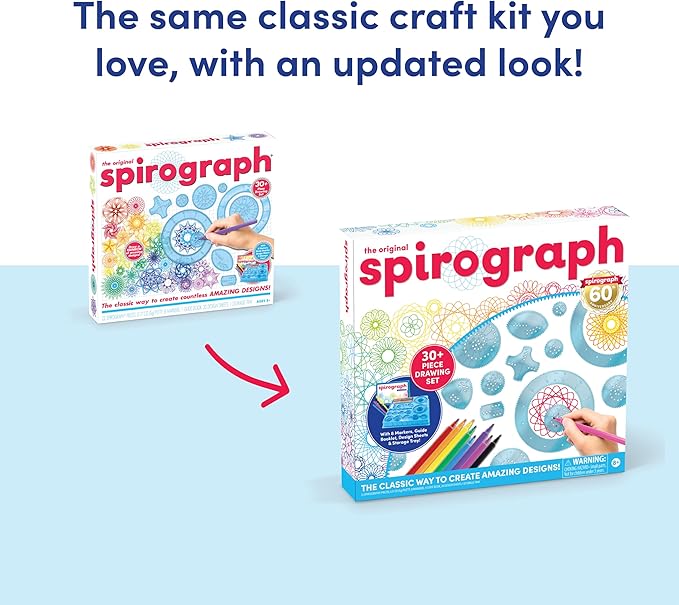 Spirograph with Markers, Arts and Crafts, Kids Toys, Art Supplies, Craft Supplies, Drawing Kit, Spiral Art, Classic Gear Design Kit, Markers, Design Sheet Included, Ages 8+