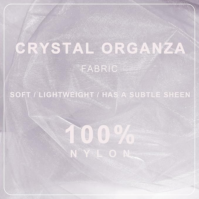White Tulle Organza Fabric Rolls, Crystal Organza 12" by 50 Yards (150 ft) Sheer Nylon Silky Shiny Netting Spool Bolt for DIY Craft Table Runner Wedding Baby Shower Party Decor (White)