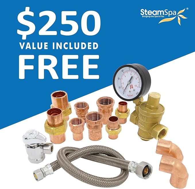 SteamSpa Executive 7.5 KW QuickStart ACU-Steam Bath Generator Package with Built-in Auto Drain in Oil Rubbed Bronze | Steam Generator Kit with Dual Control Panel Steamhead 240V | EXT750OB-A