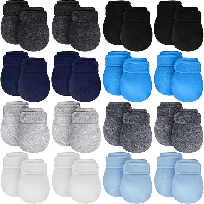 Newcotte Adjustable Baby Mittens No Scratch Newborn Cotton Breathable Gloves Warm Baby Mitts for Boys