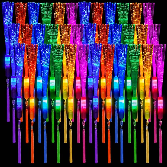 Skylety 36 Pcs Fiber Optic Wand, LED Fiber Optic Wand with 3 Light Modes, Glow Fibers Optics Sticks for Wedding Neon Party, New Year Party Favors, Bar Dj, Halloween, Christmas(Bright Color)