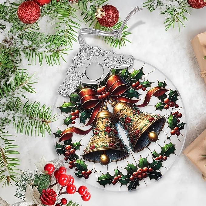 Bell Stained Glass Orament - Christmas Ornament - Christmas Decorations for Tree - Holiday Present ldeas - Gift Exchange