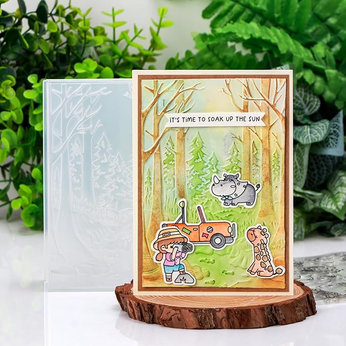 BAOFALI 3D Embossing Folder for Card Making,Deep Forest, Trees Texture Plastic Texture Fades Embossing Folder Template for Scrapbooking Cardstock Album DIY Decoration Paper Crafting 6.3x4.5inch