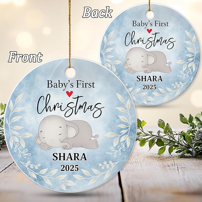 Personalized Baby First Christmas Ornament 2025 - Custom New Babies Ornament - Sweet Gift for New Parents - Baby Xmas Decoration - Christmas, Birthday Gift for Babies, Boy, Girls, Mom, Dad