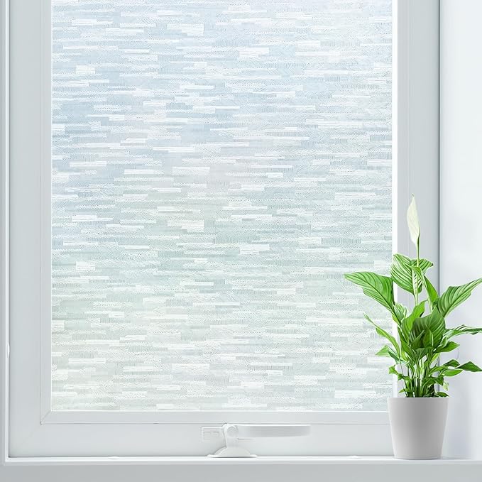 rabbitgoo Window Privacy Film, Frosted Glass Window Film Static Cling Covering, Non Adhesive Privacy Clings Vinyl, Removable Frosting Sticker for Home Decoration, White, 17.5 x 78.7 Inches