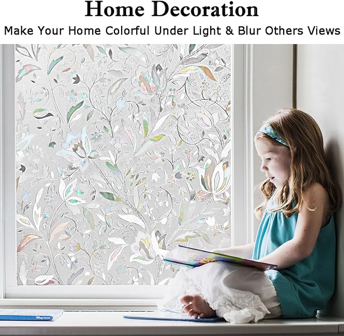Kromapolis Window Film, Window Privacy Film, Window Vinyl Glass Covering, Stained Glass Decorative Film, Window Film Privacy Frosted Static Clings, Non-Adhesive, No-Glue (35.4 x 118.1inch)
