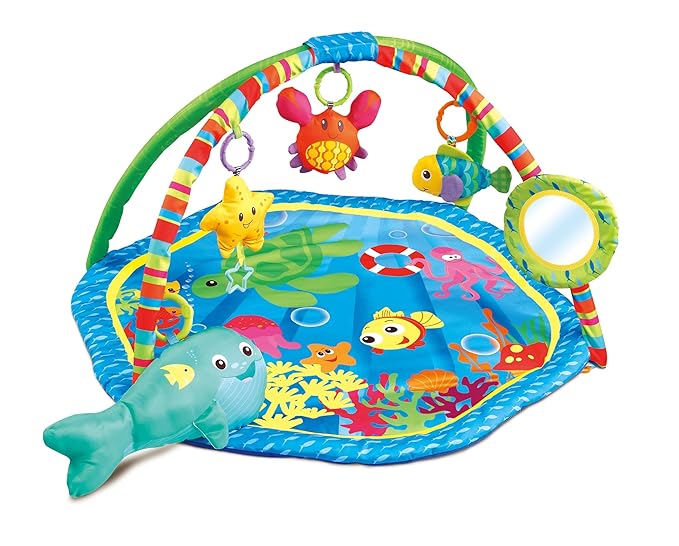 Baby Activity Play Gym Mats Ocean Park with Arches, Activity Toys, Animals Toys (L30 x W30 Inch)