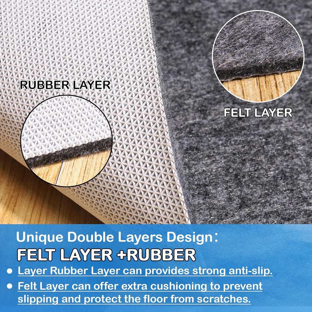Non-Slip Rug Pads 8 x 10 ft, 100% Waterproof Extra Large Area Rugs Non Skid Rug Pad for All Floors and Finishes Durable Hardwood Floor Protective Felt Keeps Rugs in Place, Safe and Secure