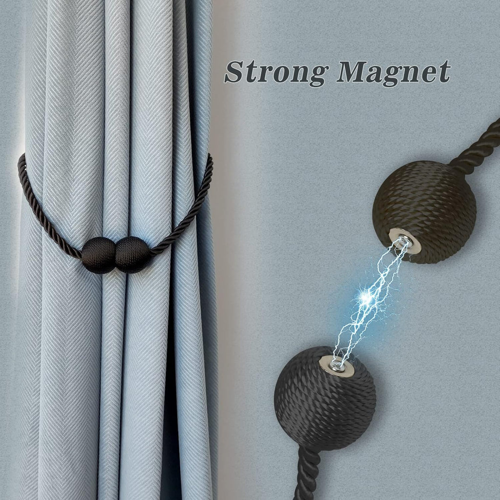 Hion Magnetic Curtain Tiebacks White 2pcs, Curtain Tiebacks Buckles Holdbacks Holders Hooks Clip for Home Bedroom Office Decorative Curtain