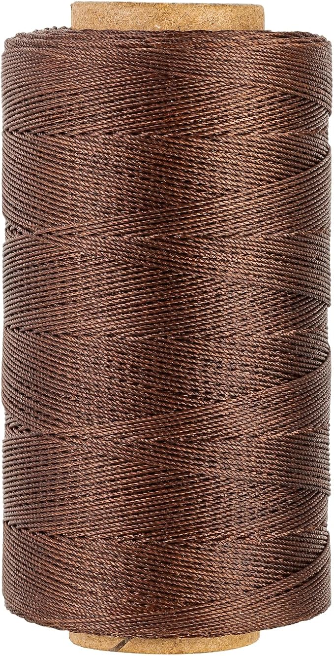 Sturdy Bonded Waxed Polyester Thread, 0.55mm, 437 Yards Wax String Cord - Deep Coffee for Leather, Hand Sewing, Stitching, Bookbinding, Beading, Bracelets and Macrame Jewelry Making