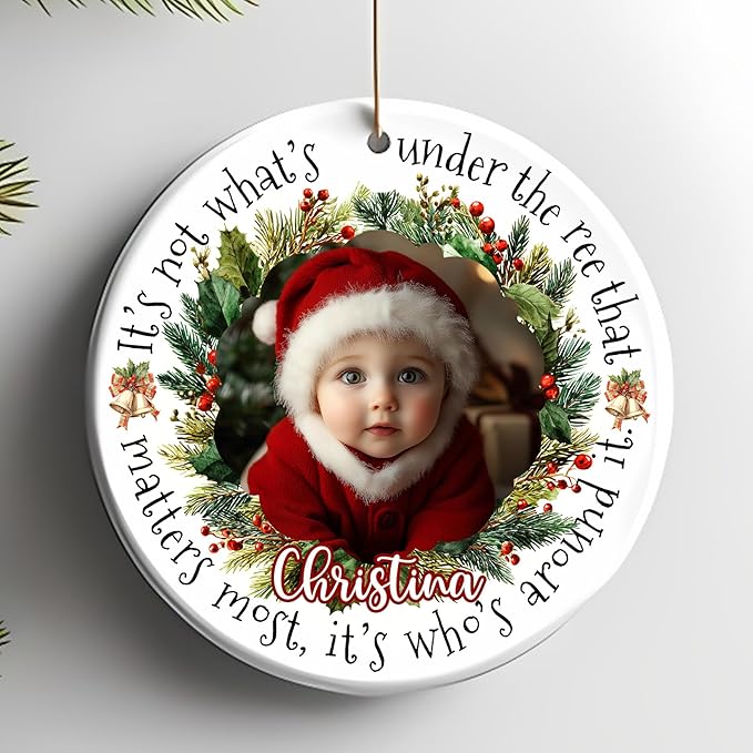 Personalized Family Photo Christmas Ornament 2025 - Custom Babies Keepsake - Sweet Gift for New Parents Mom Dad - Christmas, Birthday Gift for Newborn, Boy, Girls, Mom, Dad, Couples, Family