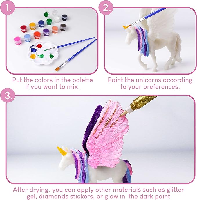 BONNYCO Unicorns Gifts for Girls Painting Kit with 18 Figurines Painting for Kids with Glow in The Dark | Girl Toys 3 4 5 6 7 8 9 10 Years Crafts Kids Gifts Birthday Christmas | Unicorn Toys Niñas