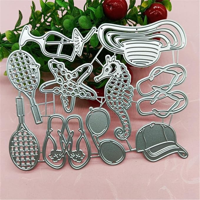 Cutting Dies Metal Stencils Scrapbooking Tools DIY Embossing Template for Paper Card Making Album Arts Crafts Supplies (Beach supplies-11x14cm)