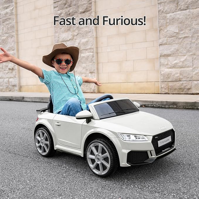 Electric Ride on Car for Kids, Licensed Audi 12V 7Ah Kids Ride-on Toy for Toddlers 3-5 Year Old Girls with Remote - White