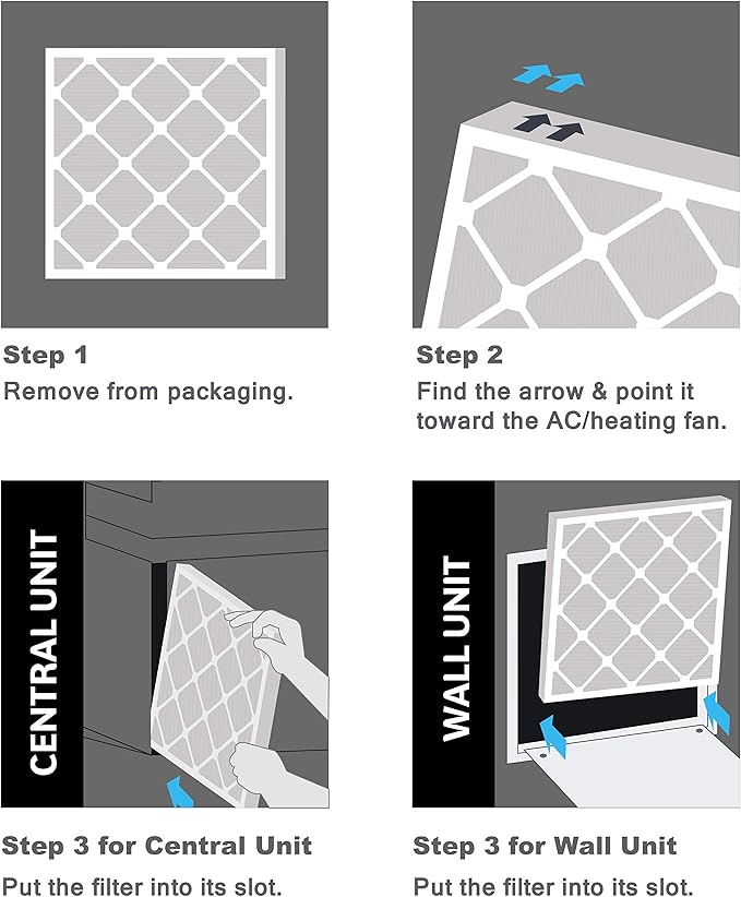 Aerostar 18x25x1 MERV 8 Air Filter, Pleated AC Furnace HVAC Filters (17.5x24.5x0.75), Electrostatically Charged for Allergies Dust Pet Dander Pollen Mold Lint, MPR 600 FPR 5, USA, 6 Pack
