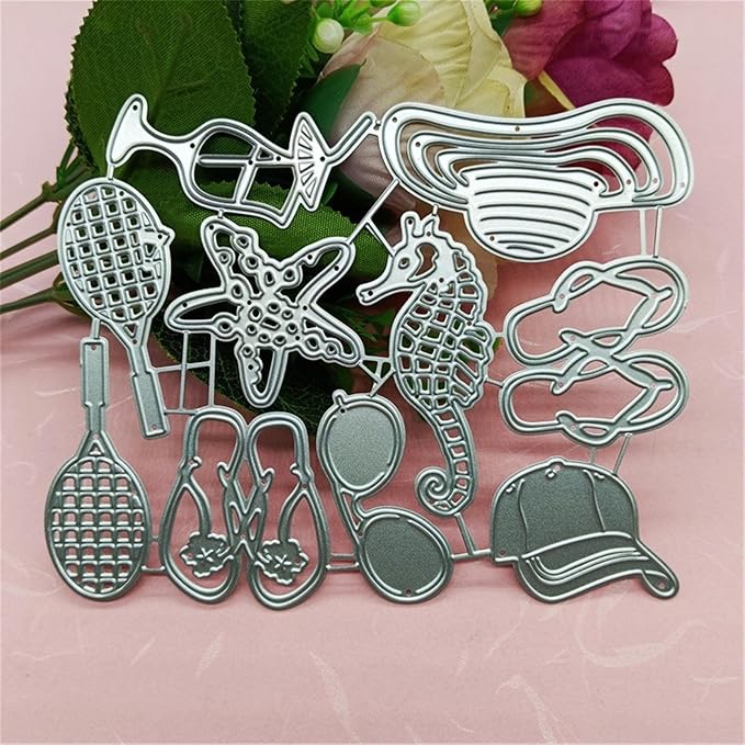 Cutting Dies Metal Stencils Scrapbooking Tools DIY Embossing Template for Paper Card Making Album Arts Crafts Supplies (Beach supplies-11x14cm)