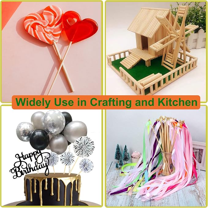Wooden Dowels Wooden Sticks for Crafts 5/16" x 15", 30 PCS Wood Dowel Rods, Wood Sticks for Crafting, Macrame Dowels, Unfinished Round Hardwood Stick for Tiered Cake Support and Wedding Ribbon Wands