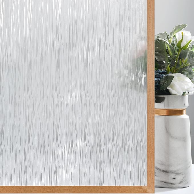 VELIMAX Frosted Window Privacy Film Non Adhesive Window Cling Removable Glass Covering Clear Water Opaque Window Film for Home Anti UV 23.6x78.7 inches