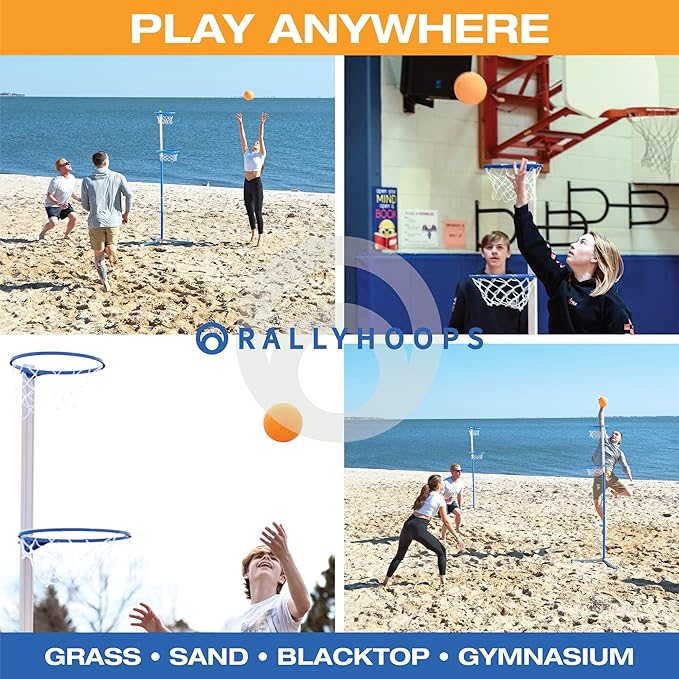 7 FT - World’s First Sports Game to Mash Volleyball & Basketball - Setup in Seconds - Quick & Easy to Learn Full Court Volleyball & Basketball Game - Fun to Play - for All Ages