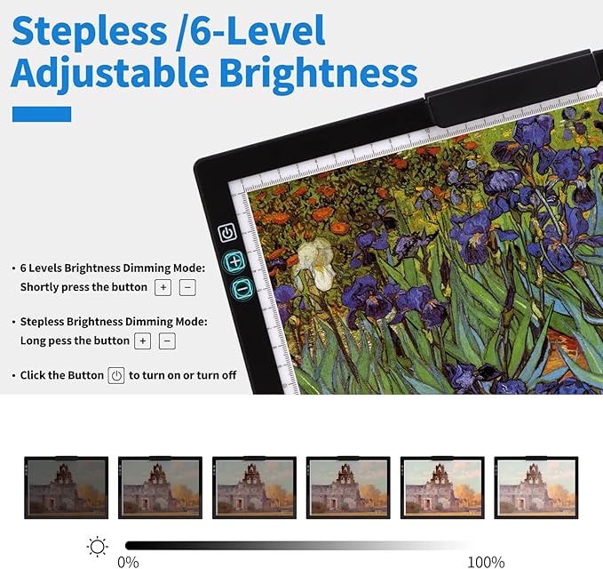 Rechargeable A4 Light Pad with Bag, Innovative Stand and Top Clip, Elice Wireless Bright Light Tracing Board Portable Artcraft Tracer Box for Artists, Drawing, Cricut Weeding Vinyl, Diamond Painting