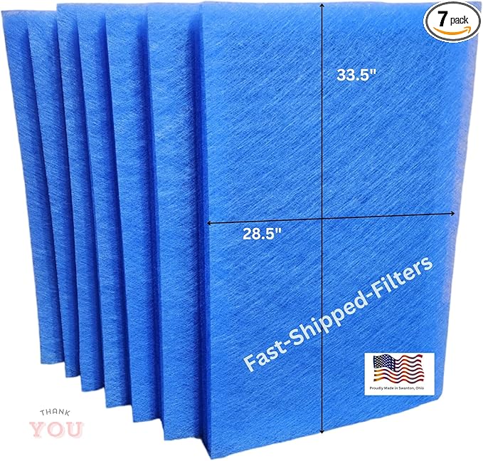 Fast-Shipped-Filters 7 Pack Replacement Filter Pads Compatible with MicroPower Guard One Hour Air Cleaner Refill Blue (7, Blue, 30x36)